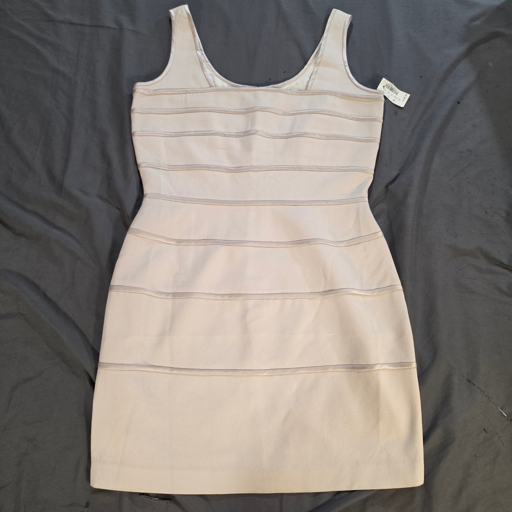 Ann Lian for Kenar Cream Sleeveless Banded Sheath Dress Size 12 NWT